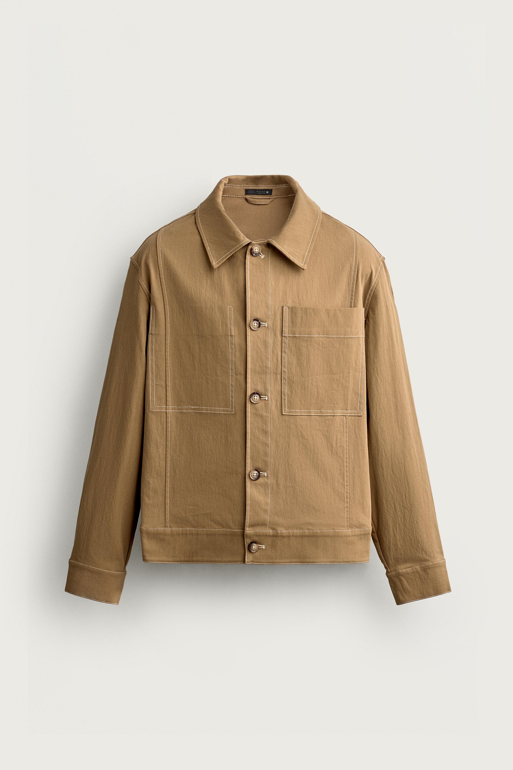 CONTRAST TOPSTITCH BOXY FIT OVERSHIRT